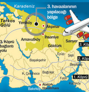 İstanbul'a inşa edilecek 3'üncü havalimanı, 6.4 milyar dolara mal olacak. 6 pist inşa edilecek.