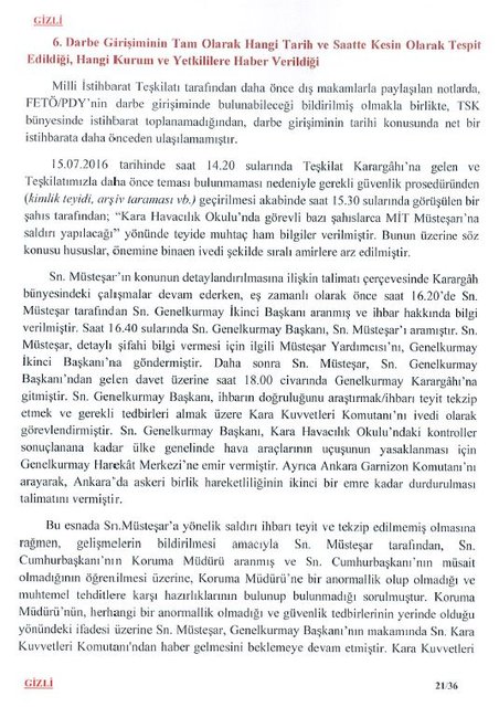 MİT'in Darbe Komisyonu'na gönderdiği raporun tam metni