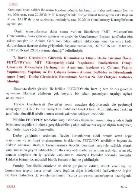 MİT'in Darbe Komisyonu'na gönderdiği raporun tam metni