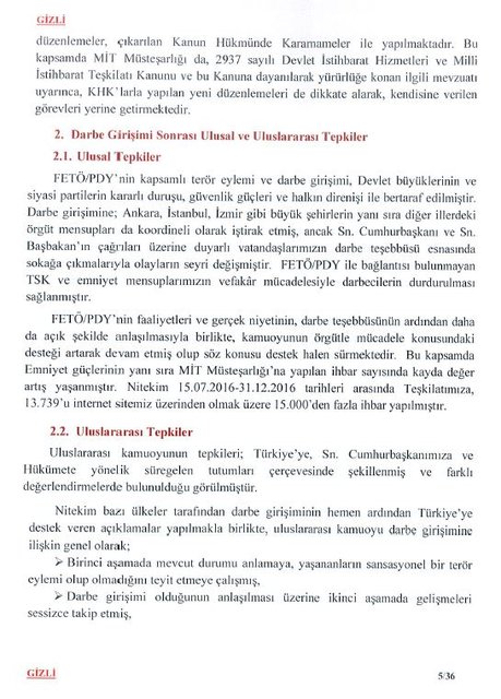 MİT'in Darbe Komisyonu'na gönderdiği raporun tam metni