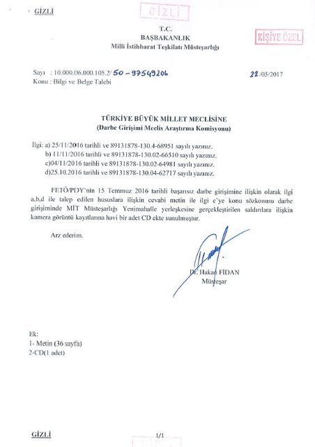 MİT'in Darbe Komisyonu'na gönderdiği raporun tam metni