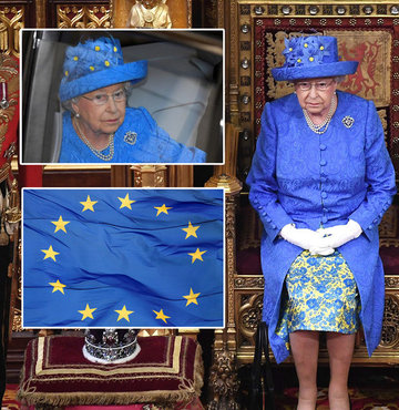 Kraliçe'nin şapkasından Avrupa Birliği çıktı