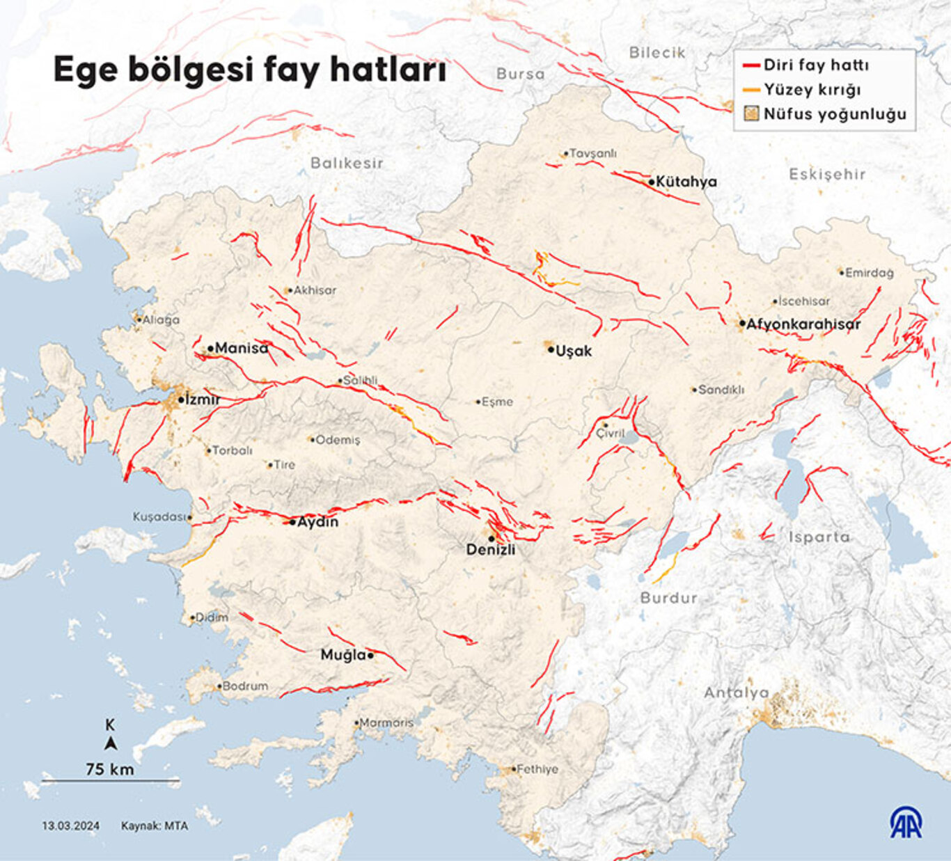 TÜRKİYE MTA DİRİ FAY HATTI HARİTASI 2024 Yenilenmiş MTA diri fay