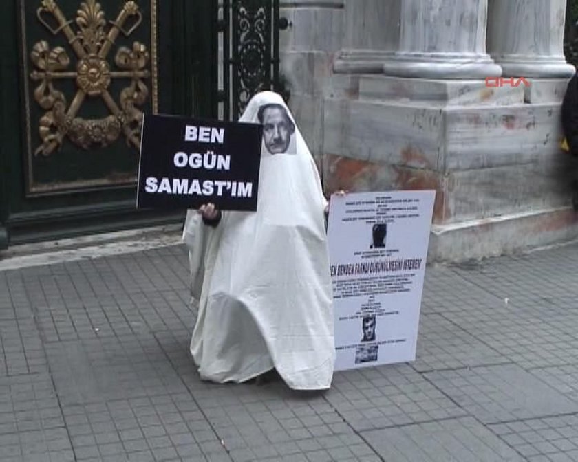 Tek  kişilik eylem polisi alarma geçirdi