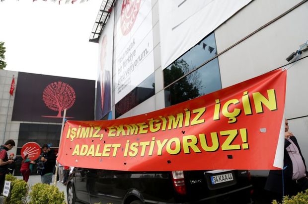 Taşeron işçilerden CHP İl Başkanlığı önünde protesto