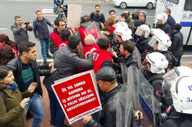 Beşiktaş'ta taşeron işçi eylemine polis müdahalesi!