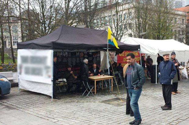Brüksel'deki PKK çadırı yeniden kuruldu