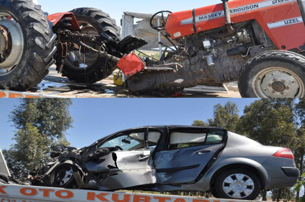 Söke'de otomobil ile traktör çarpıştı: 4 yaralı
