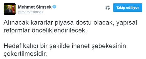 Şimşek'ten piyasalara önemli mesaj
