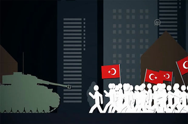 Darbe girişimine karşı Türk halkının tepkisini gösteren animasyon