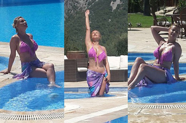 Songül Karlı'dan Antalya'da bikini şov