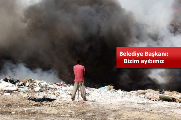 Bodrum'da katı atık çöp depolama alanında yangın