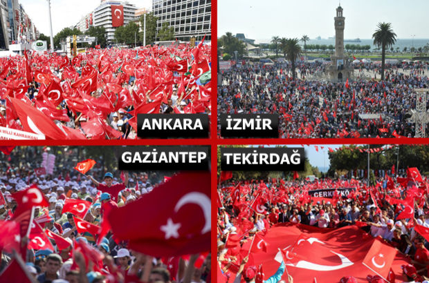 Türkiye "Demokrasi ve Şehitler Mitingi için meydanlarda
