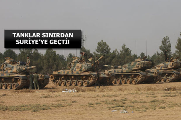 Karkamış'tan tanklar ve iş makinaları Suriye tarafına geçti
