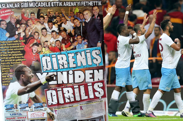 Trabzonspor deplasmanda Galatasaray'ı 1-0 yendi. Yerel gazeteler galibiyeti manşetlerden verdi. İşte yazılanlar