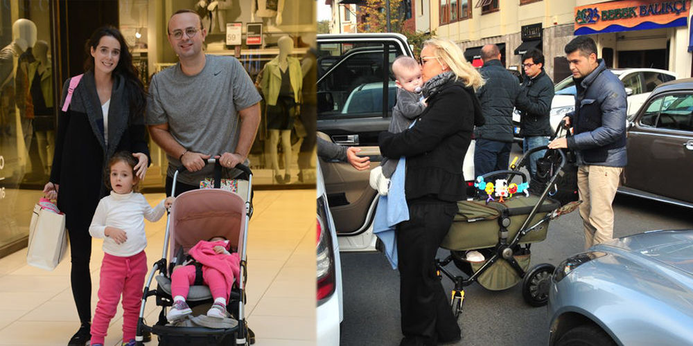 Bebeklerini gezdirdiler