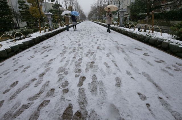 Tokyo'da 54 yıl sonra ilk kez kasım ayında kar yağdı