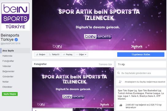 Lig TV'nin Facebook sayfasının adı Beinsports Türkiye olarak değiştirildi.