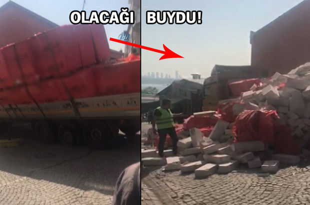 Beykoz'da hazır beton kalıpları yola böyle yıkıldı (VİDEO)