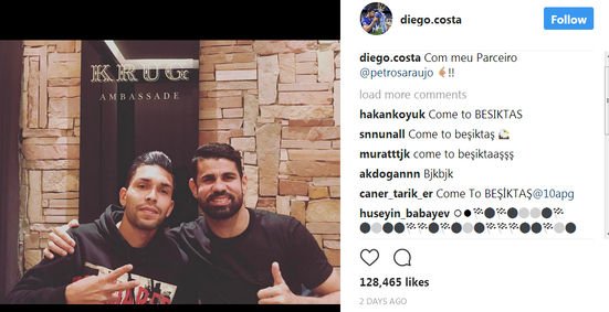Diego Costa Besiktas In Paylasimini Begendi Besiktas Transfer Haberleri