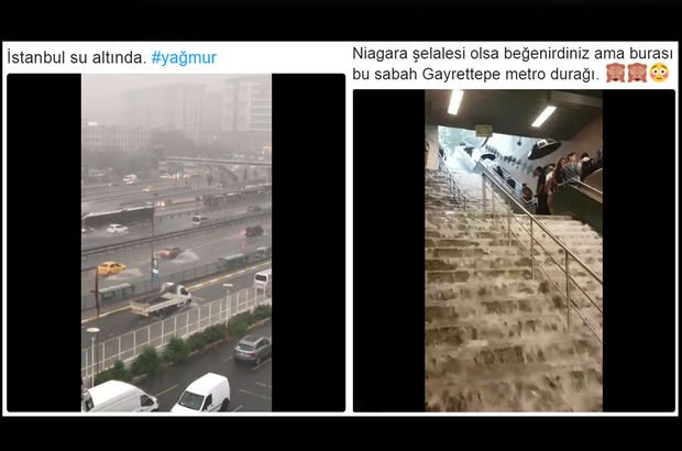 İstanbul'da şiddetli sağanak sosyal medyanın gündeminde!