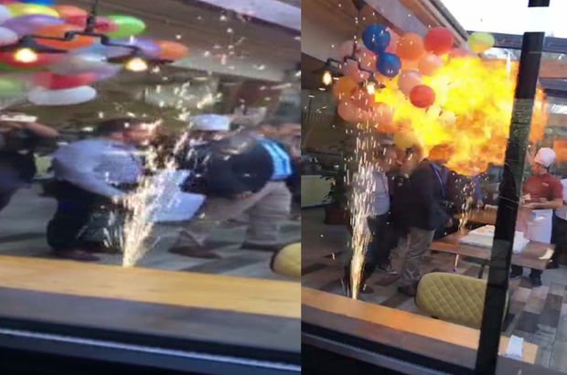 Mersin'de kutlama sırasında balonlar böyle patladı! (video)