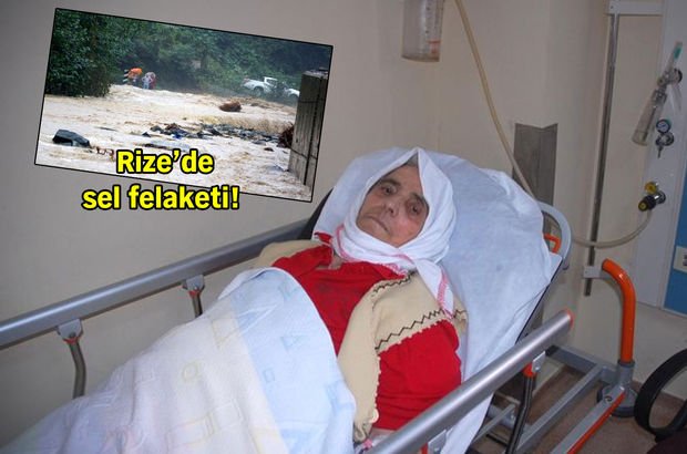 Rize'de sel nedeniyle enkaz altında kalan kadın tedavi altına alındı