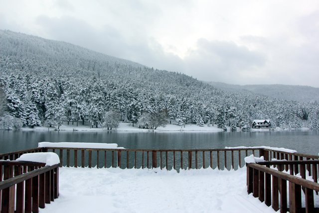 Gölcük Tabiat Parkı'nda kar güzelliği
