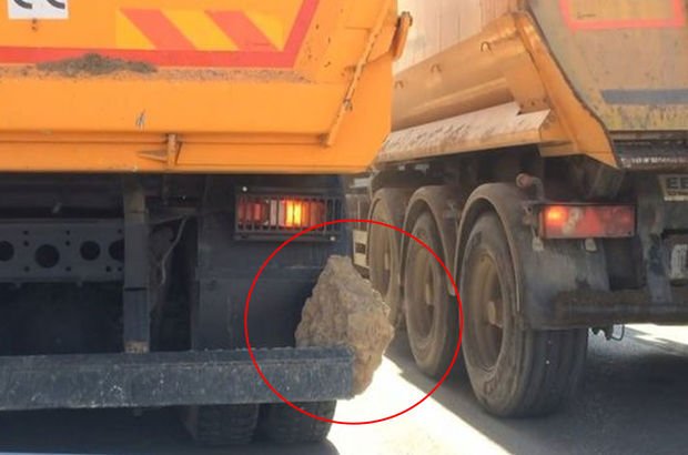Bursa'da hafriyat kamyonu böyle tehlike saçtı