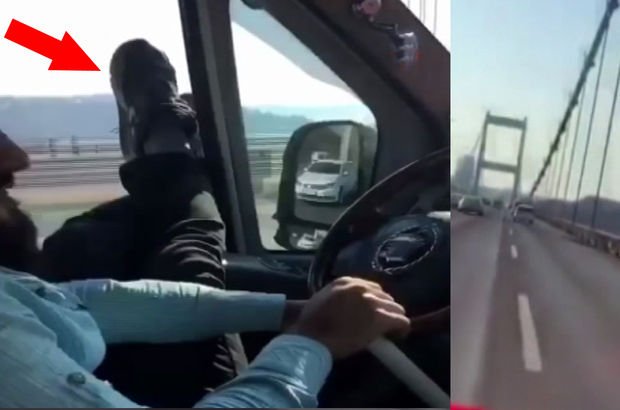 İstanbul trafiğinde şoke eden görüntü! Ayağını camdan çıkararak minibüs kullandı