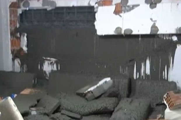 Eyüpsultan'da şoke eden olay! Beton pompası evin duvarını yıktı