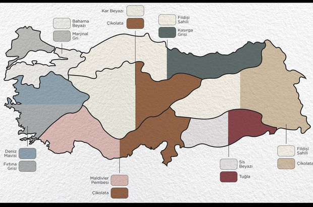 Bölge bölge Türkiye'nin renk haritası