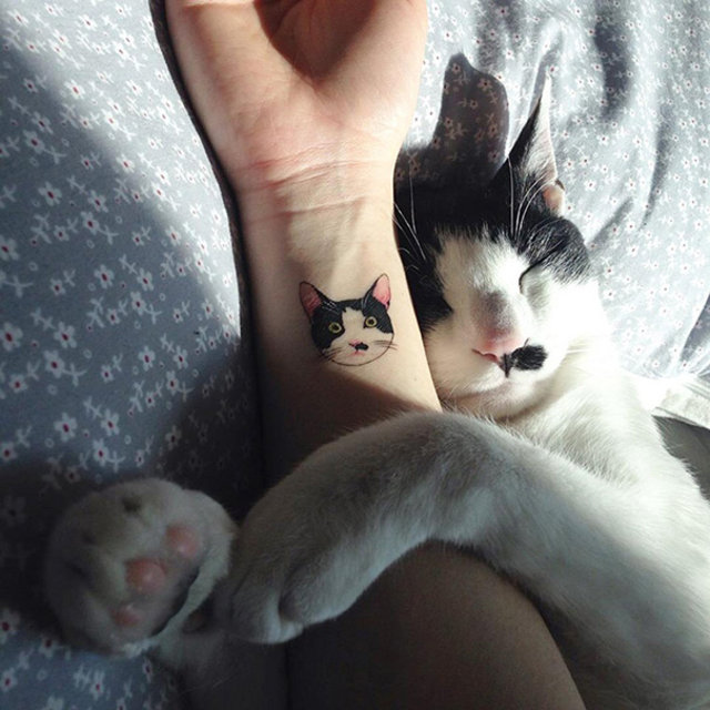 En güzel minimal kedi dövmeleri