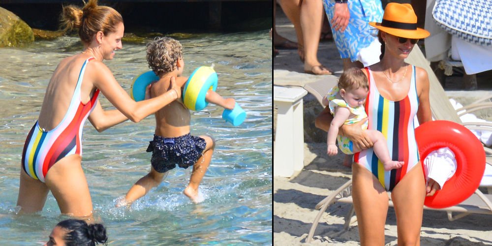 Plajda çocuklarla eğlence