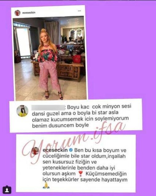 Ece Seçkin'den boyunu eleştiren takipçisine jet yanıt - Magazin haberleri