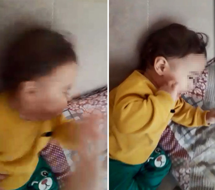 Kocası terk etti diye çocuklarını dövüp kameraya çekti!