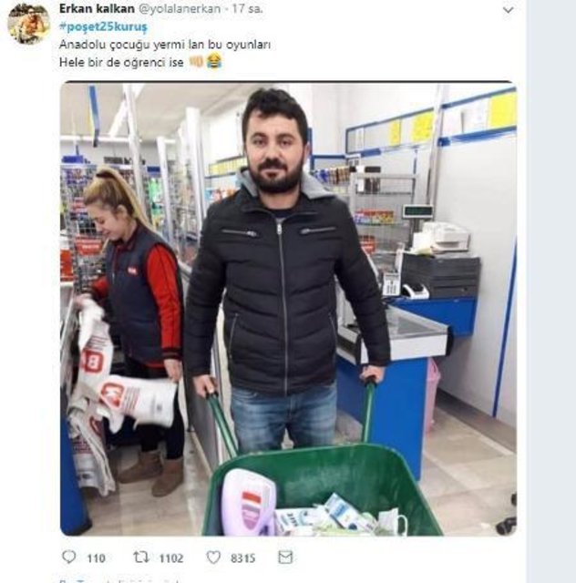 Naylon poşet uygulamsı sosyal medyada! Caps konusu oldu