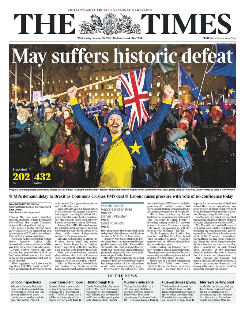 Brexit Anlaşması reddedildi