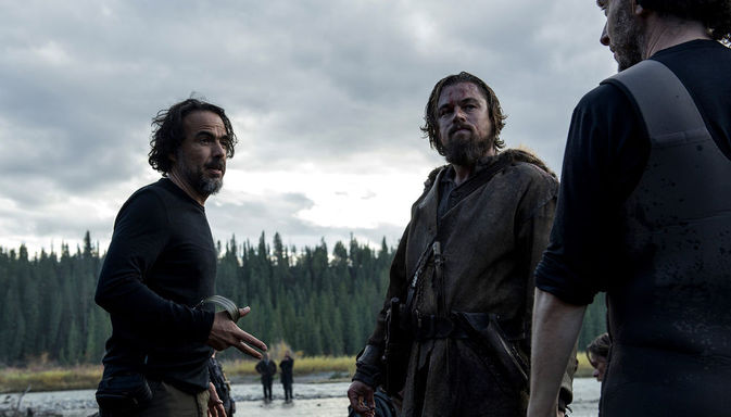 Inarritu,  Leonardo DiCaprio'yla The Revenant'ın çekimlerinde.