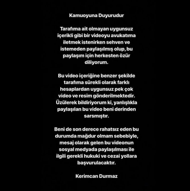 Kerimcan Durmaz'dan skandal görüntülere açıklama: Uygunsuz içerikli videoyu… - Magazin haberleri