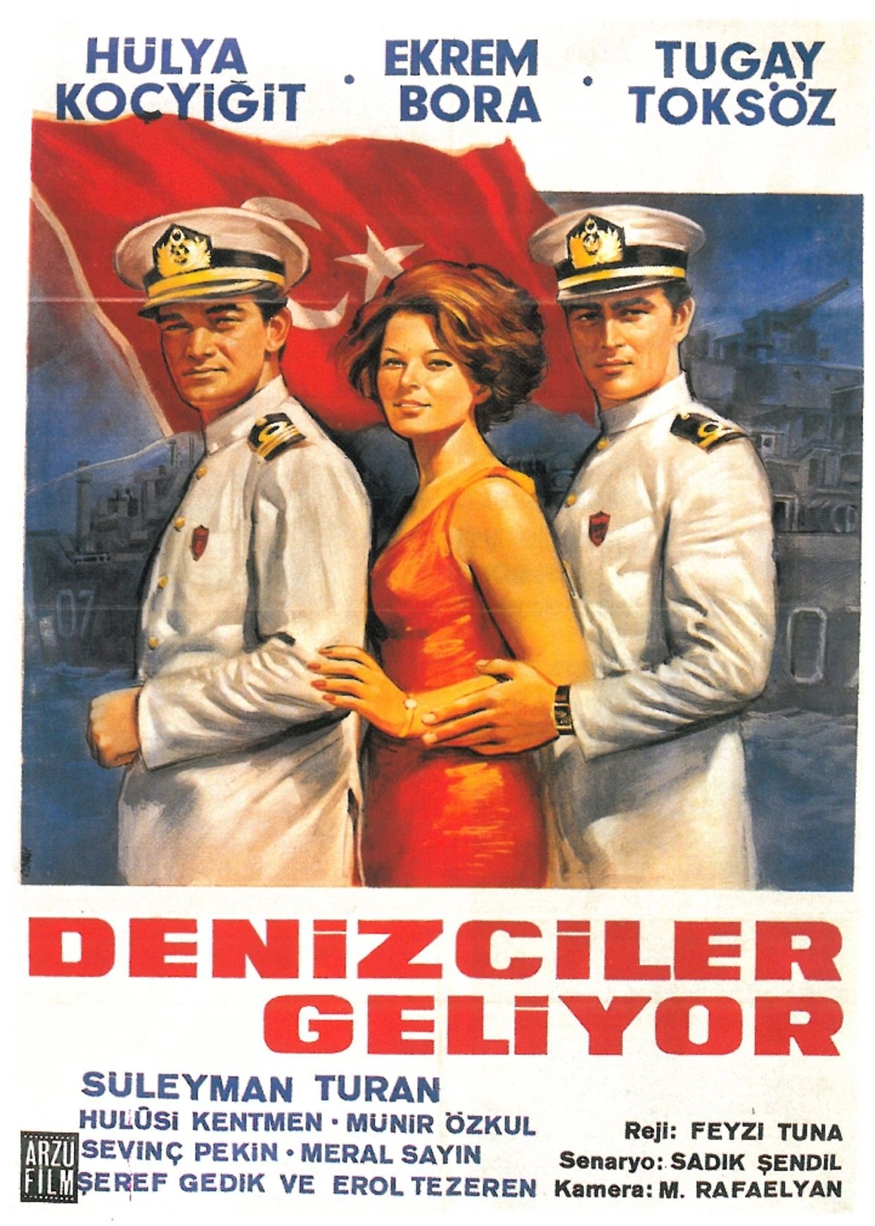 Feyzi Tuna'nın yönettiği 1966 yapımı 'Denizciler Geliyor'da Hülya Koçyiğit, başrolleri Ekrem Bora ve Tugay Toköz ile paylaştı.
