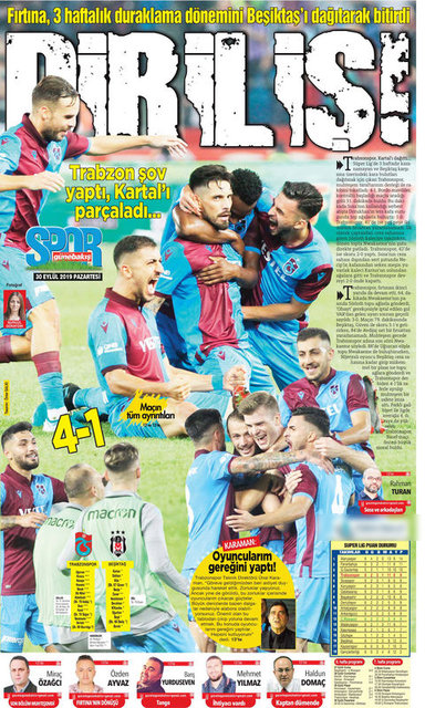 Trabzon yerel medyasından Trabzonspor - Beşiktaş maçı manşetleri