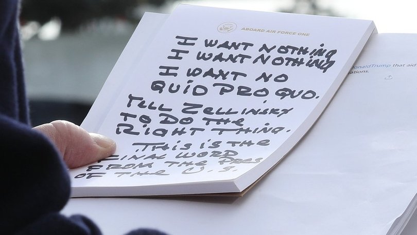 Trump'ın azil süreci - ABD Başkanı basının karşısına keçeli kalemle aldığı notlarla çıktı: 'Hiçbir şey istemiyorum'