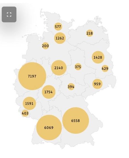 Almanya’da Covid 19 vakalarının dağılımı