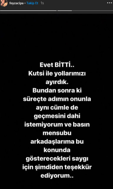 Feyza ��pa ile Kutsi ayr�ld�