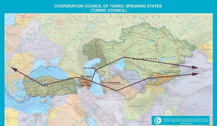 Türk Konseyi tarafından hazırlanan Trans-Hazar (Orta Koridor)