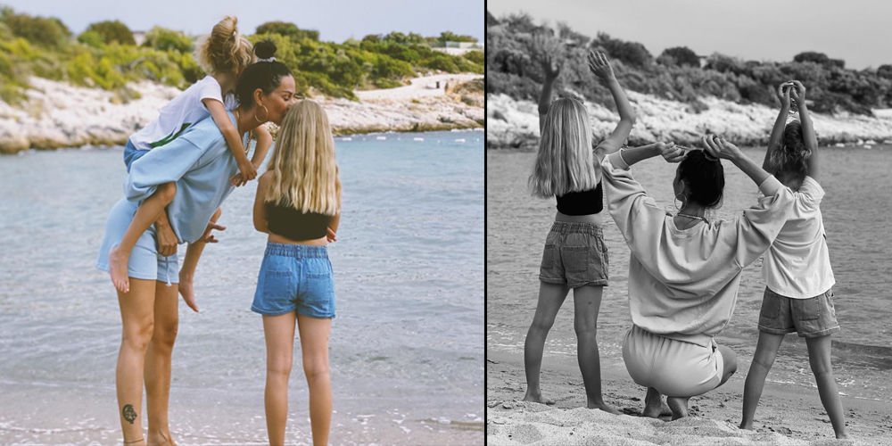 Kızlarıyla tatilde...