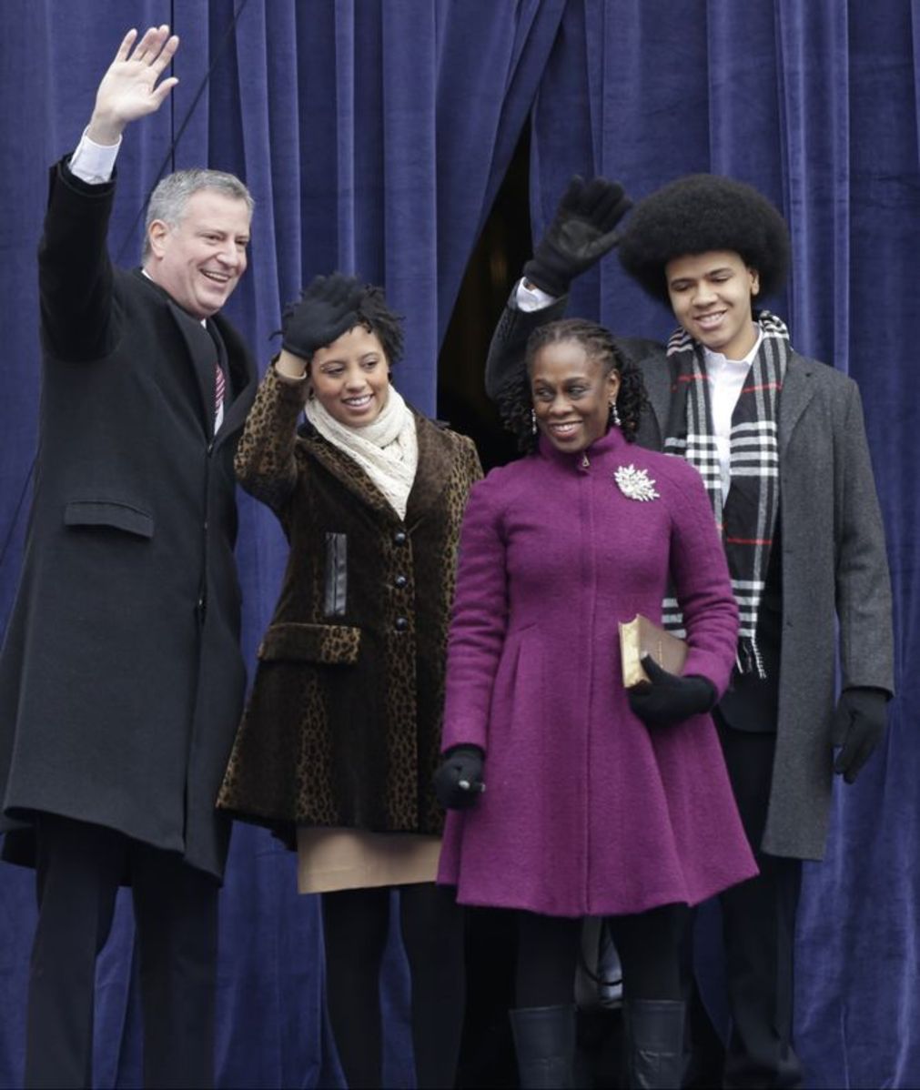 New York Belediye Başkanı Bill de Blasio, eşi ve çocukları..