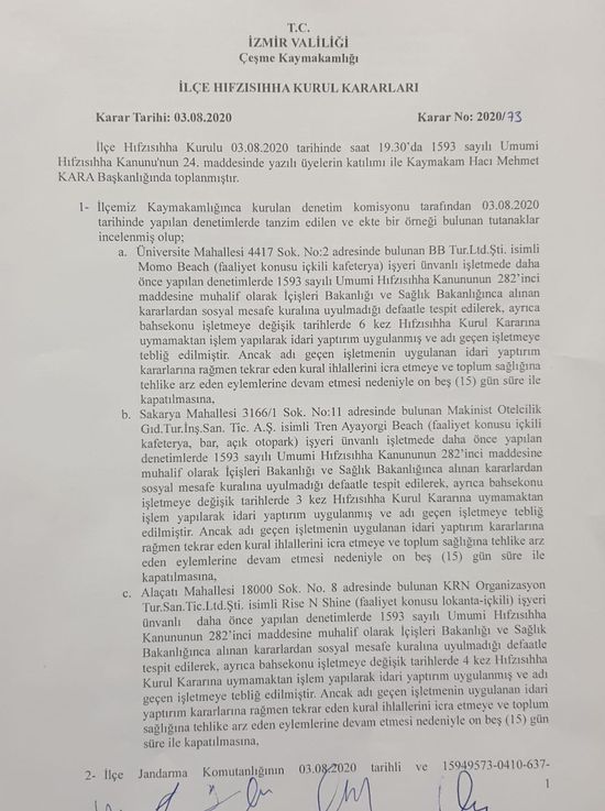 Çeşme'de 5 eğlence kulübü koronavirüs tedbiri için kapatıldı - Resim : 1