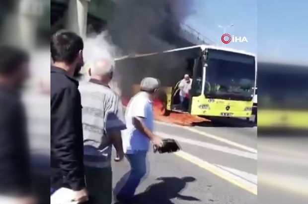 Metrobüs yangınında çarpıcı görüntü!